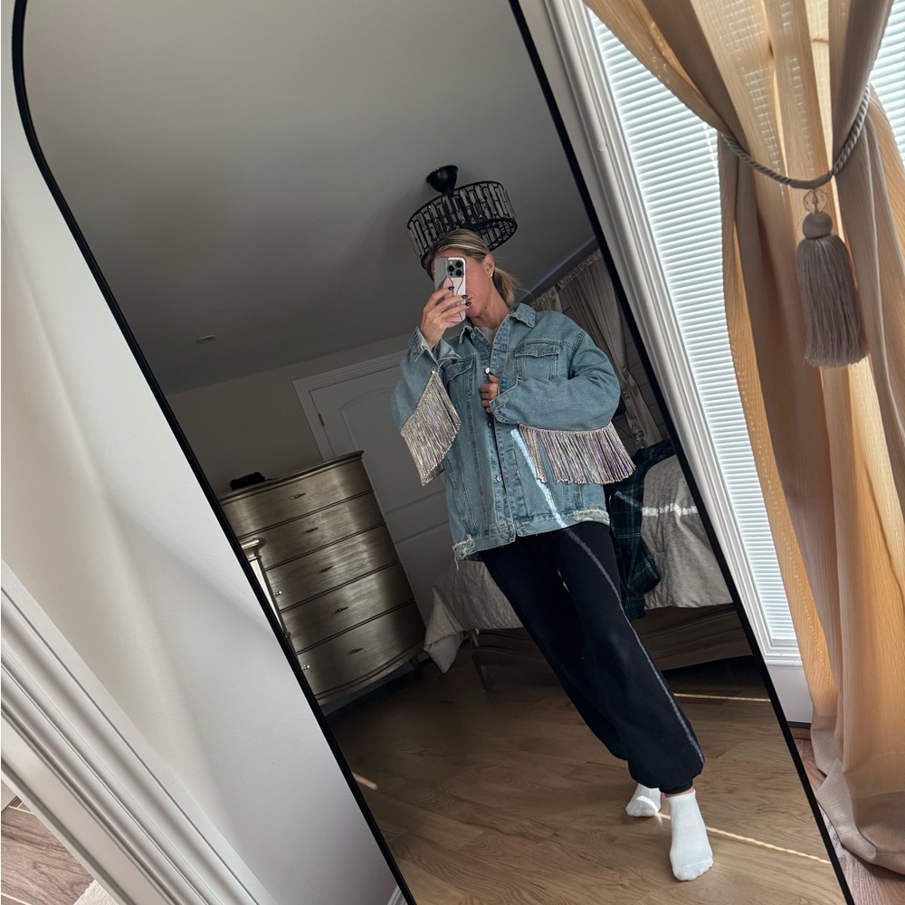 Denim Rhinestone Fringe Jacket! - Picture 2 of 5